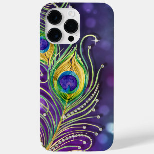 Modern Bokeh Sparkle Peacock Feathers Jewels Case-Mate iPhone 14 Pro Max Case