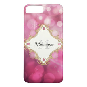 Modern Bokeh Sparkle Pink Personalised Monogrammed Case-Mate iPhone Case