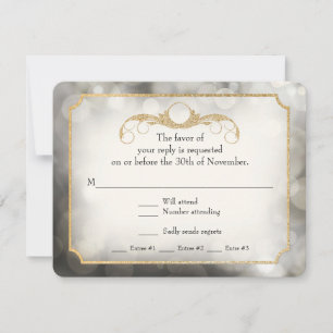 Modern Bokeh Sparkle Twinkle Pewter Grey RSVP