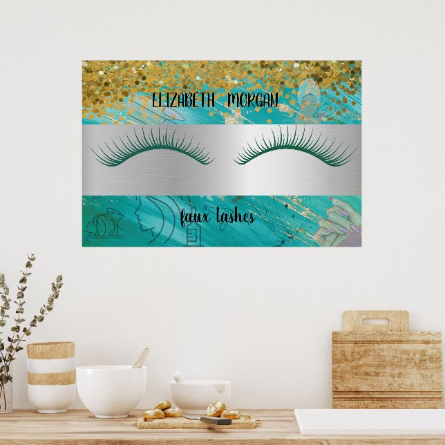 Modern Bokeh,Stripe,Faux Lashes Po Poster (Kitchen)