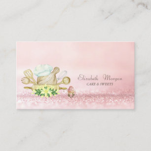 Modern Bokeh Watercolor Cupcake Bakery Tools Business Card