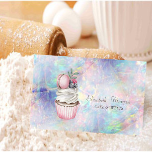  Modern Bokeh Watercolor Macaron Holographic,Opal Business Card