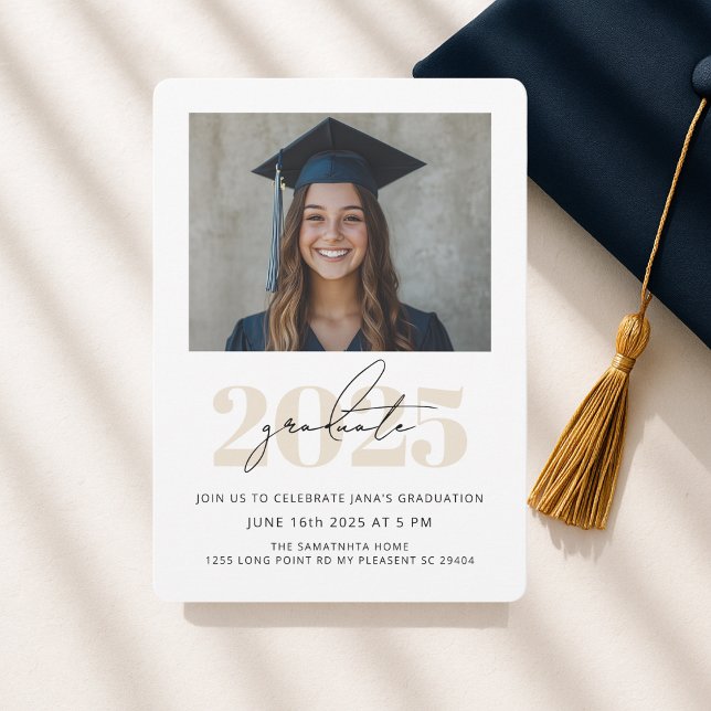 Modern Bold 2025 Graduate Photo  Invitation (Creator Uploaded)