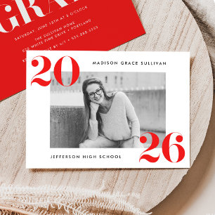 Modern Bold 2025 Red Photo Graduation Party Invitation