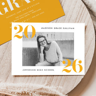 Modern Bold 2025 Yellow Photo Graduation Party Invitation
