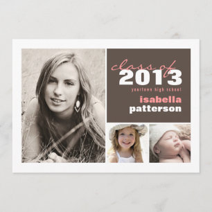 Modern & Bold 3 Photo Graduation Announcement