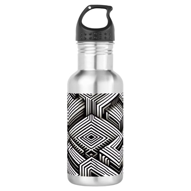 Modern bold Abstract Monochrome Geometric Pattern 532 Ml Water Bottle (Front)