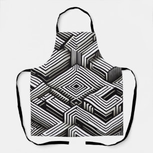 Modern bold Abstract Monochrome Geometric Pattern Apron