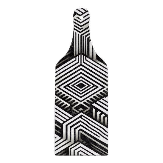 Modern bold Abstract Monochrome Geometric Pattern Cutting Board (Front)