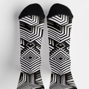 Modern bold Abstract Monochrome Geometric Pattern Socks