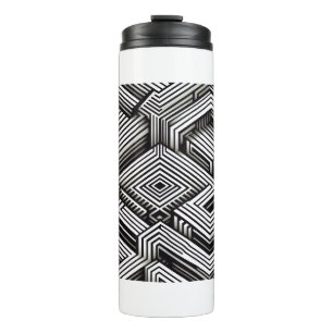 Modern bold Abstract Monochrome Geometric Pattern Thermal Tumbler