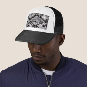 Modern bold Abstract Monochrome Geometric Pattern Trucker Hat