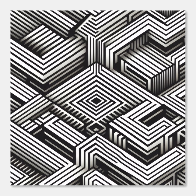 Modern bold Abstract Monochrome Geometric Pattern Wallpaper (Front)