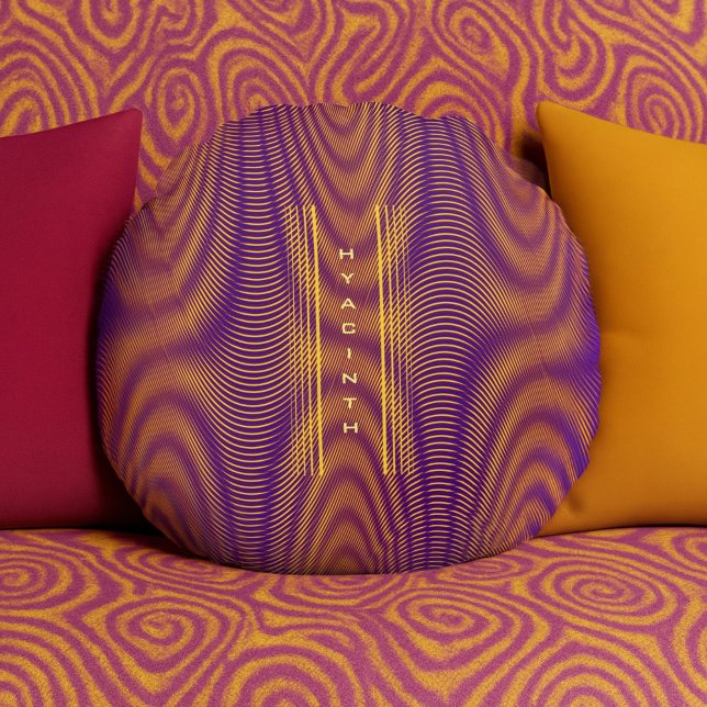Modern Bold Abstract Purple Unique Trippy Custom Round Cushion (Creator Uploaded)