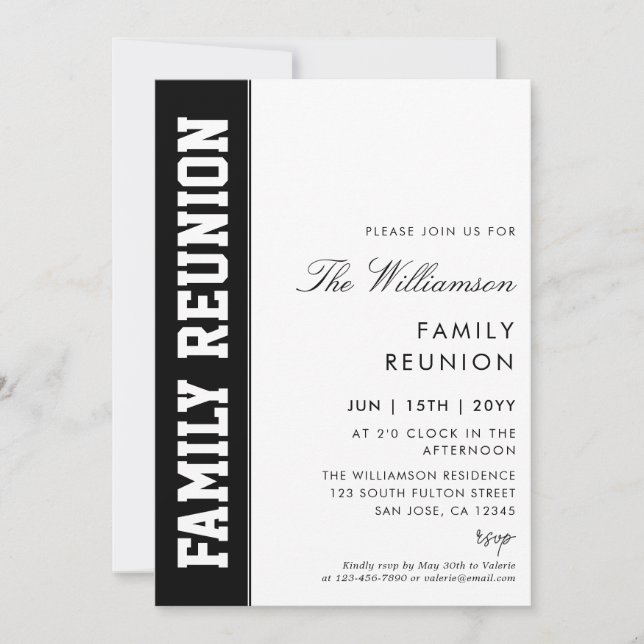 Modern Bold and Minimalist Family Reunion Invitation (Front)