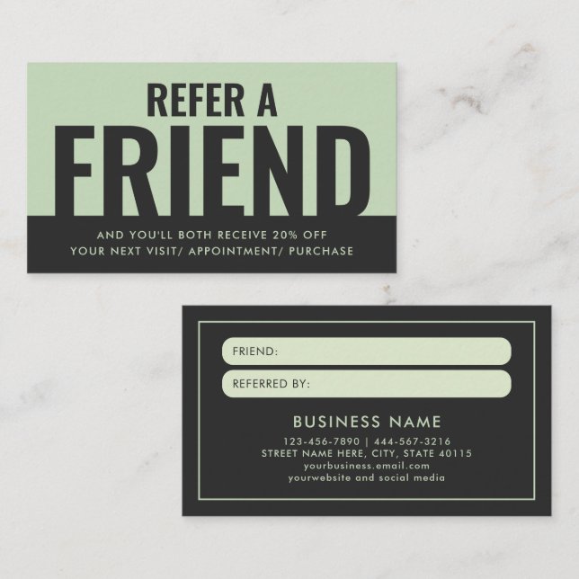 Modern Bold and Simple Refer a Friend Referral Business Card (Front/Back)