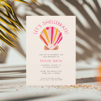 Modern Bold Beach Summer Shell Pink Birthday Party