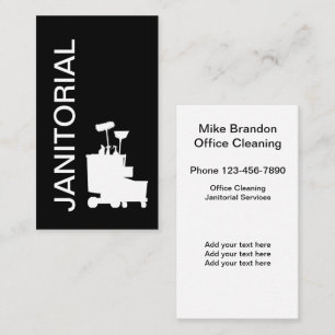 Modern Bold Black And White Janitorial Business Card