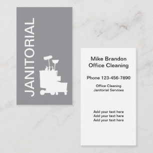 Modern Bold Black And White Janitorial Business Card