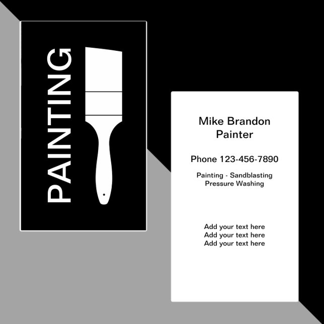 Modern Bold Black And White Painter Business Card (Creator Uploaded)