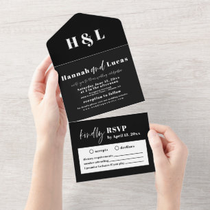 Modern Bold Black And White Typography All In One Invitation