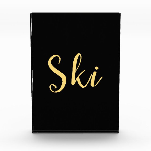 Modern Bold Black Elegant Ski Script Typography  Photo Block (Front)