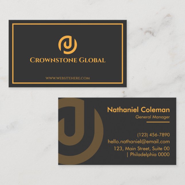Modern Bold Black Gold Sleek Professional Clean Business Card (Front/Back)