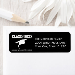 Modern Bold Black Graduation Cap Class of 20XX