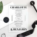 Modern Bold Black Minimalist Wedding Program<br><div class="desc">This modern bold minimalist wedding program combines clean typography with a sleek layout, perfect for couples seeking an elegant yet contemporary design. Featuring a black and white colour scheme, it presents ceremony details in a clear and organised format, ensuring your guests stay informed while admiring its sophisticated aesthetic. Ideal for...</div>