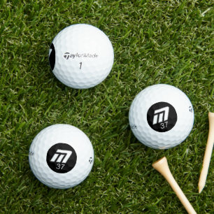 Modern Bold Black Monogram with Age Golf Balls