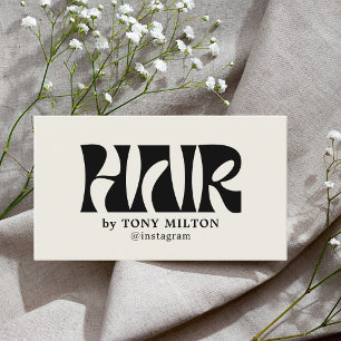 Modern Bold Black Old White Hair Salon Business Card