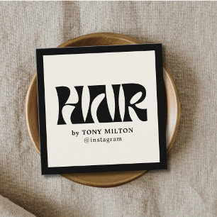 Modern Bold Black Old White Hair Salon Square Business Card