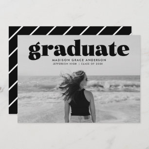Modern Bold Black Overlay Photo Graduation Party Invitation