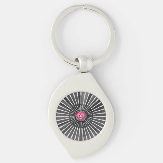 Modern Bold Black & Pink HeART Unique Stylish Cool Key Ring