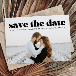Modern Bold Black Typography Overlay Photo Save The Date