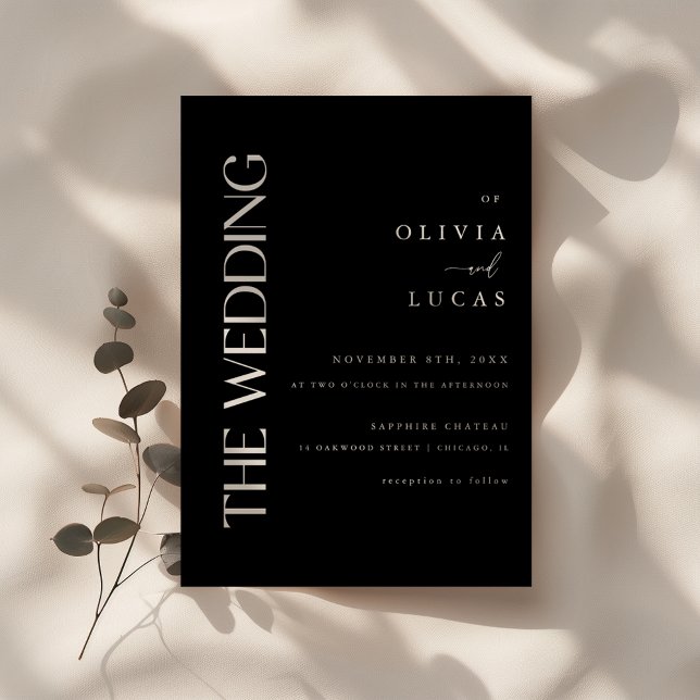 Modern Bold Black Wedding Invitation (Creator Uploaded)