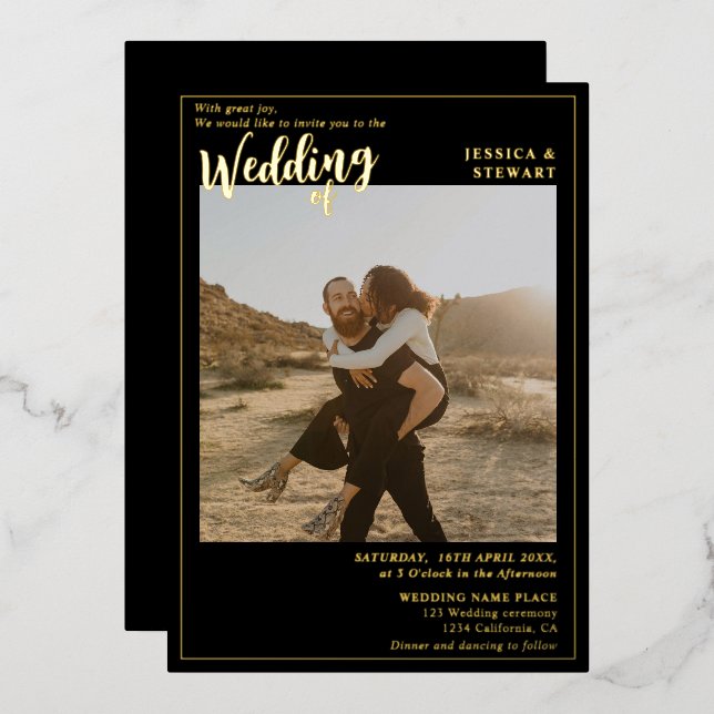 Modern bold black wedding script photo (Front/Back)