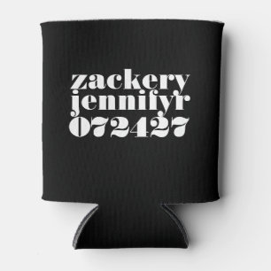 Modern Bold Black White Can Cooler