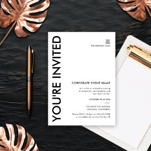 Modern Bold Black White Corporate Event Party Invitation