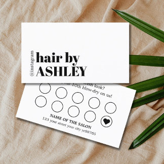 Modern Bold Black White Hair Salon Loyalty Card