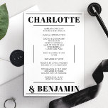 Modern Bold Black White Minimalist Wedding Program Invitation<br><div class="desc">Guide your guests through your wedding ceremony with this bold and minimalist wedding program. Featuring a clean black and white design, this program highlights modern typography and a structured layout for easy readability. Perfect for contemporary weddings, this sleek design ensures your event details are displayed with sophistication and elegance. An...</div>