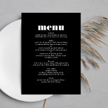 Modern Bold Black White Wedding Table Menu<br><div class="desc">This design is part of a collection - please contact me if you need any additional stationery This modern design is minimalist, yet playful, with perfect placement of black and white text, resulting in a tidy and clean look. This design is customisable to other colours and is part of a...</div>