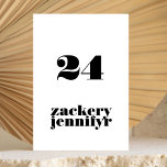 Modern Bold Black White Wedding Table Number<br><div class="desc">This design is part of a collection - please contact me if you need any additional stationery This modern design is minimalist, yet playful, with perfect placement of black and white text, resulting in a tidy and clean look. This design is customisable to other colours and is part of a...</div>