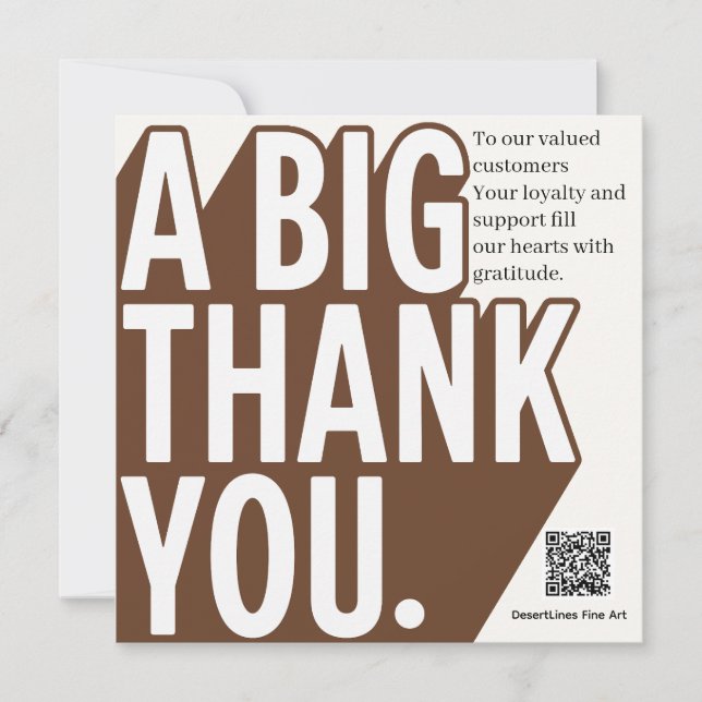 Modern Bold Black White Wedding Thank You Card (Front)