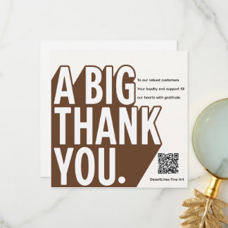 Modern Bold Black White Wedding Thank You Card