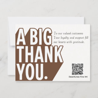 Modern Bold Black White Wedding Thank You Card