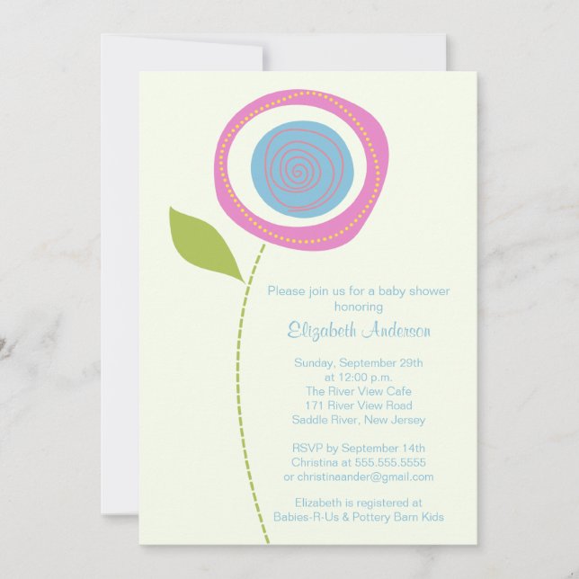 Modern Bold Bloom Flower Baby Shower Invitations (Front)
