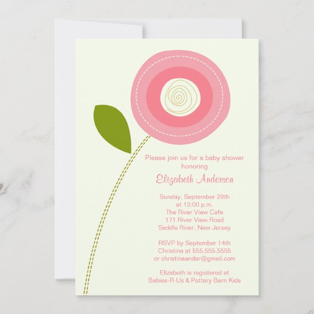 Modern Bold Bloom Flower Baby Shower Invitations (Front)