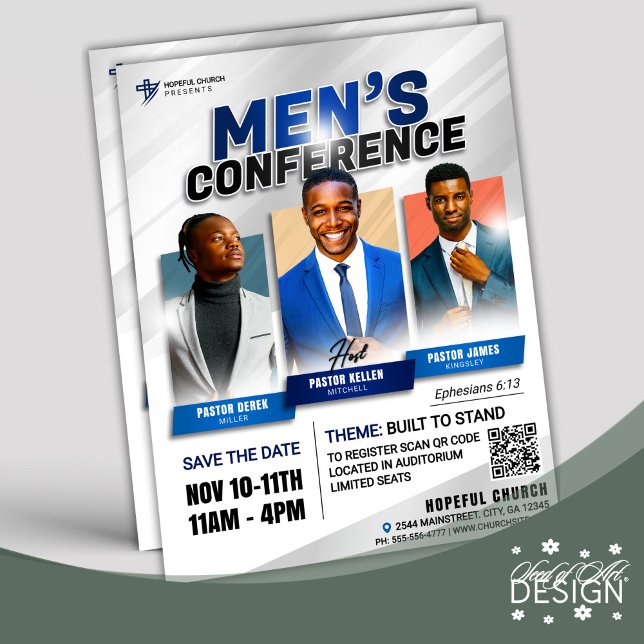 Modern Bold Blue Men's Church Conference Gathering Flyer (Creator Uploaded)