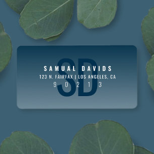 Modern Bold Blue Ombre Return Address Label
